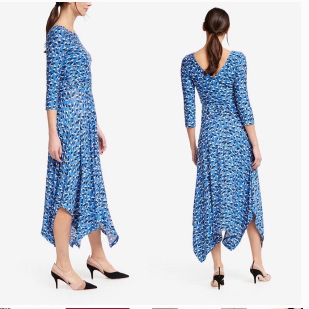 Boden Royal Blue Printed Asymmetric Midi Dress - Picture 3 of 12